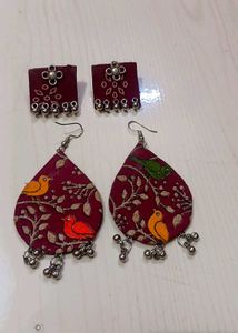 Bird Print Earrings &amp; Studs Set