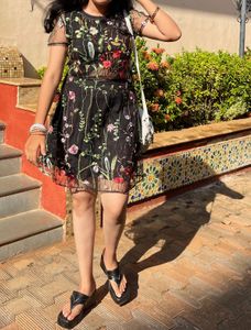 Floral Embroidered Mini Skirt