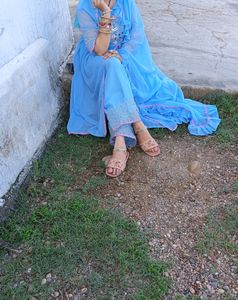 Beautiful Partywear Fancy Light Weight Sky 💙 Blue