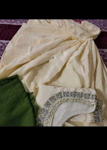 satin silky salwar suit cream colour