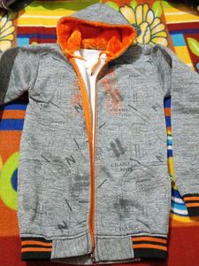 Grey Printed Zip-Up Jacket