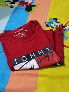 Red Colour Crop T-shirt For Women