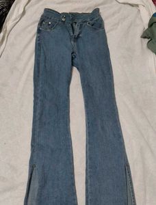 Slit Hem Flare Jeans