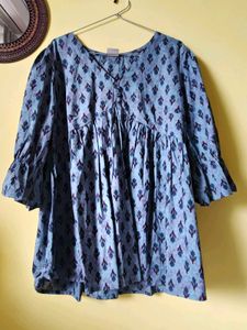 Boho Chic Dusty Blue Tunic Top