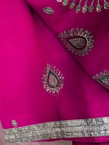 New Heavy Work Elegant Pink Saree