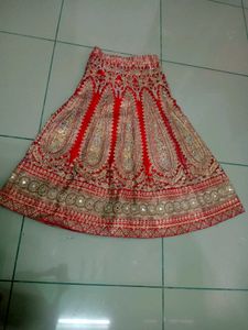 Red Embroidered Lehenga Skirt
