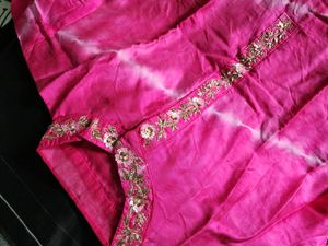 Pink Kurta And Peach Dupatta Set