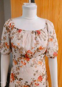 PEACH DISTY PRINTED DRESS