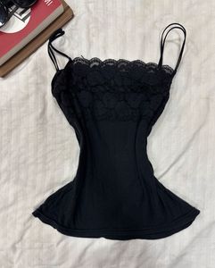Black Lace Trim Cami Top