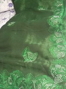 Elegant Green Embellished Saree