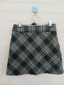 Plaid Mini Skirt with Buckle Detail