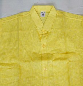 Yellow Linen Short Sleeve Shirt