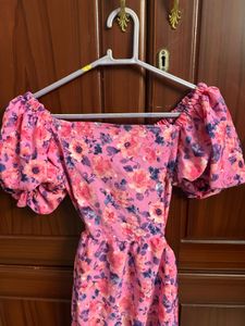 Floral Print Puff Sleeve Dress