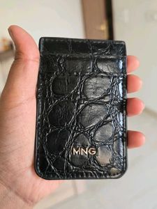 MANGO Croc Effect Black Wallet