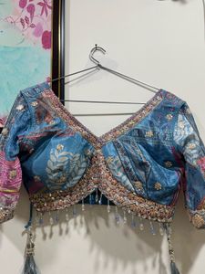 Blue Patchwork Lehenga Skirt