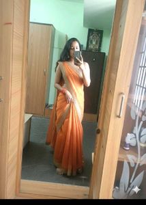 yellow and green Saree with Gold Border