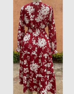Floral Print Vacation Long Sleeve Dress