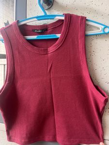 Burgundy Ribbed Tank Top
