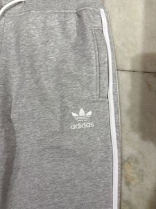 Adidas Grey 3 Stripes Straight Fit Sweatpants