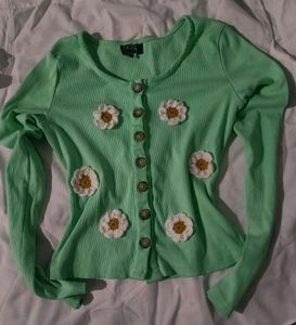 Green Flower Crochet It Looks Aesthetic And For Sp