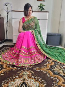 Embroidered Kutchi Work Georgette Saree