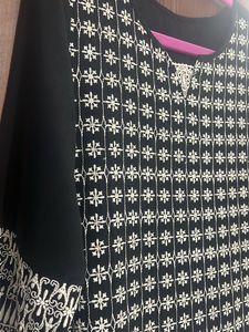 Embroidered Sequined Black &amp; White Kurta