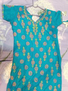 Embroidered Firozi Blue Salwar Suit