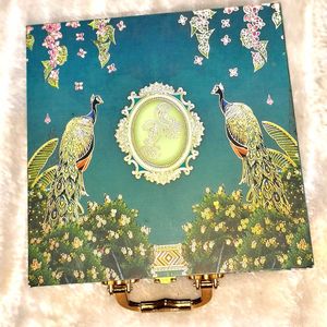 Desi Traditional Peacock Print Suitcase Box
