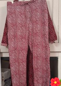 Red Printed Kurta Set