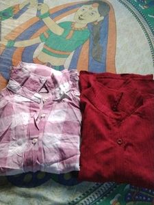 Two Girly Vintage Fitted Shirts. Dark & Light
