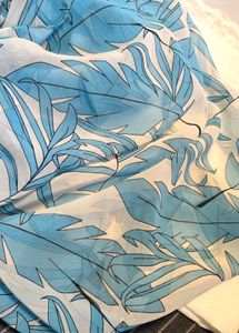 Blue Leaf Print Scarf