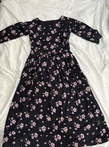 Printed Floral Gown With Round Neckline