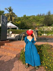 Blue Maxi Length Casual Dress
