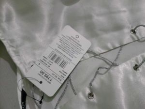 White Satin Lace-Up Top