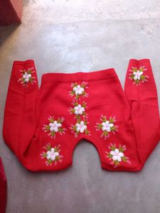 Red Embroidered Woolen Blouse