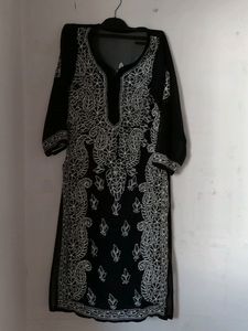 Beautiful Chikankari Black And White Kurti