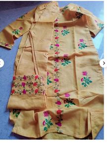 Yellow Embroidered Kurti Set