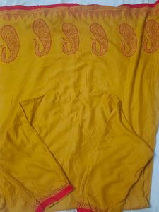 Mustard Red Color Long A Line Kurti