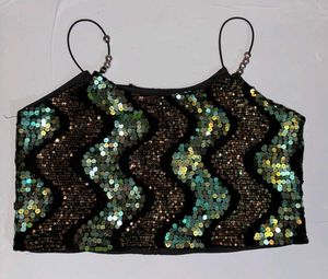 Sequin Embellished Cropped Top