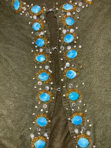 ⋆˚✿˖° y2k beaded olive cardigan ⋆˚✿˖°