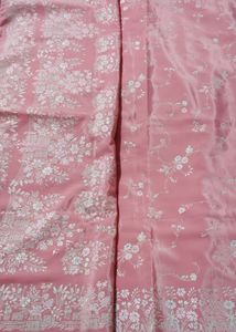 Peachy Pink Silk Blend Saree with Blouse.