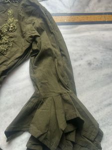 Olive Green Dress with Bell Sleeves
