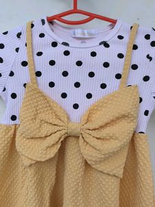 Polka Dot &amp; Bow Detail Baby Dress