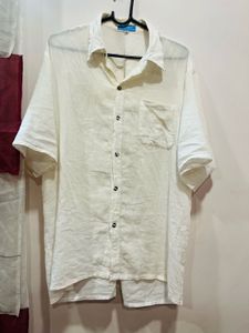 White Oversized Linen Shirt