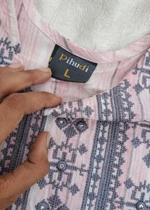 Embroidered Stylish Pink Straight Kurti
