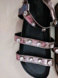 Qupid Gunmetal Embellished Flats
