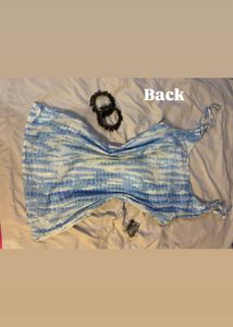 Blue And White Tie-Dye Knot Short Kurti