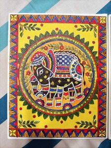 Handmade Elephant Madhubani Painting