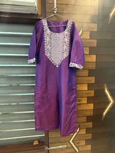 Purple Embroidered Kurta Set