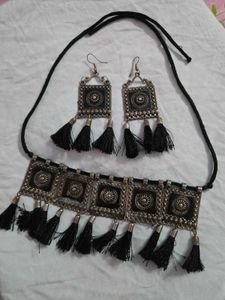 Rajasthani jewellery set of oxidised silver plated